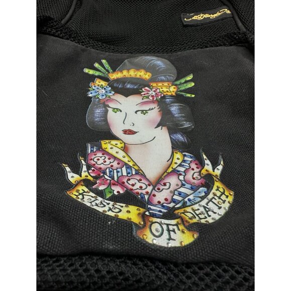 Ed Hardy Christian Audigier Vintage 2000\'s Y2K Black Backpack Kiss of Death main image 4